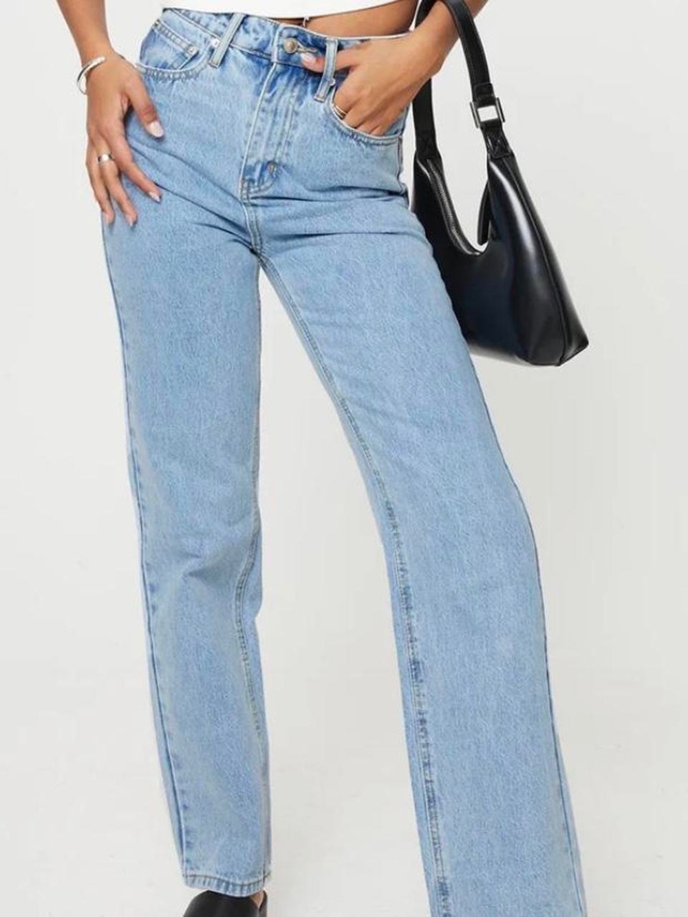 Princess Polly Denim Light Blue High-Rise Straight Leg Jeans Size 2